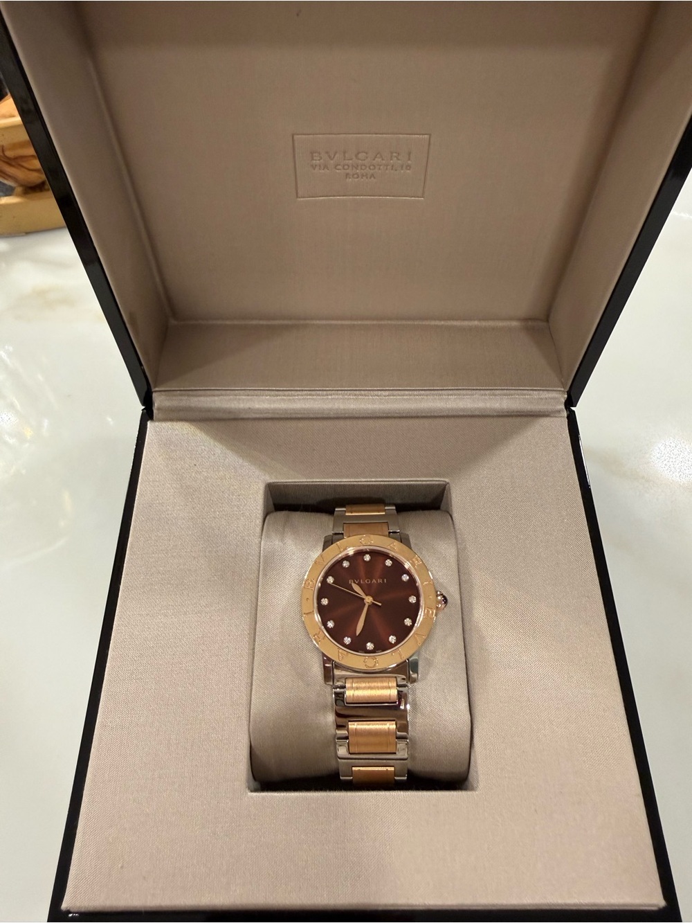 Bulgari Two-Tone Gold & Brown Dial Watch
